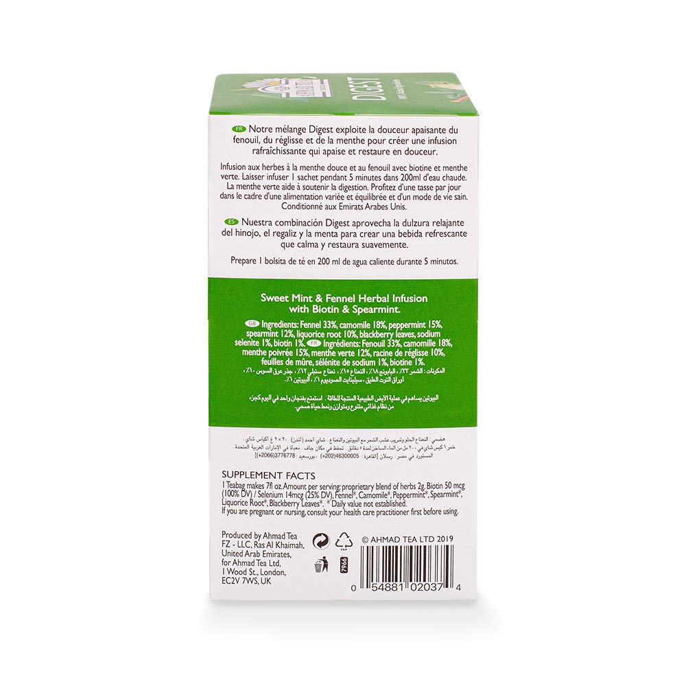 Ahmad Tea Herbal Tea, Sweet Mint, Fennel & Biotin 'Digest'