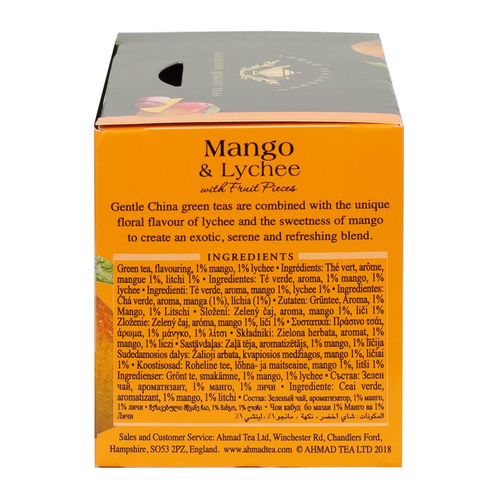 Ahmad Tea Green Tea, Mango & Lychee Teabags 6 pack