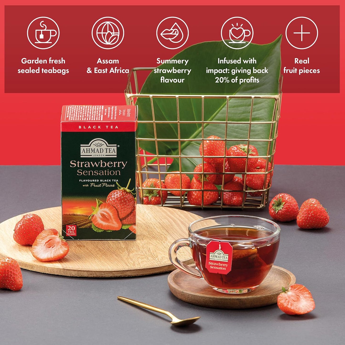 Ahmad Tea Black Tea, Strawberry Sensation Teabags