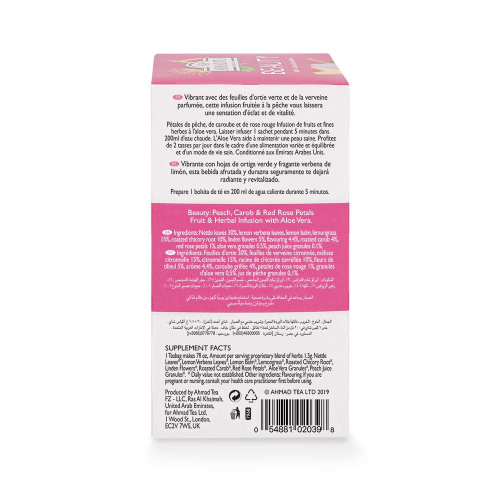 Ahmad Tea Herbal Tea, Peach, Carob, and Rose Petals 'Beauty'